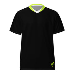 Velocity V-Neck Jersey in black with neon surge accents, designed for performance and style.
