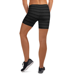 Back view of women's EnergyFit shorts featuring a black textured design, ideal for workouts and all-day comfort.