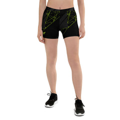 Women’s StrikeLine Shorts in neon grid black design, perfect for dynamic training and stylish workouts.