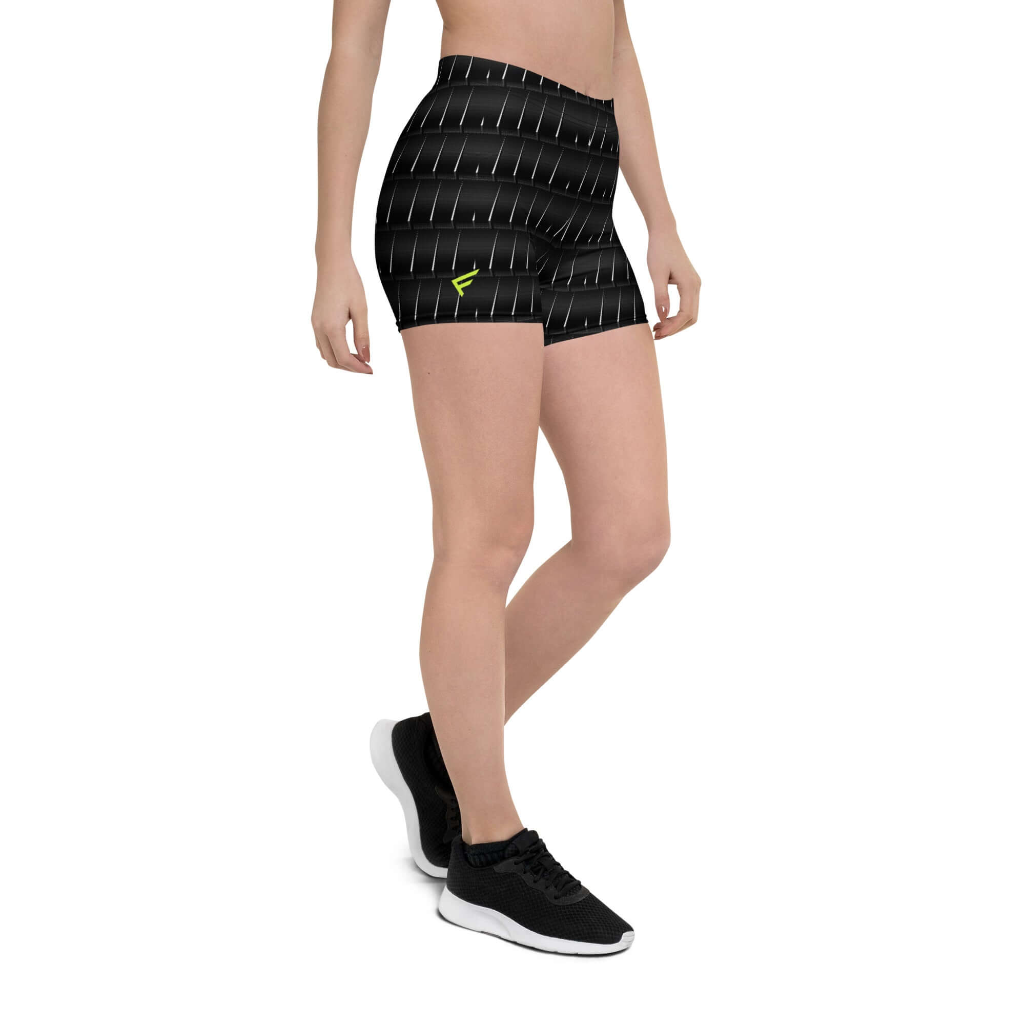 Women’s Micro Dash Shorts in sleek black, featuring a dynamic pattern and four-way stretch for ultimate comfort.