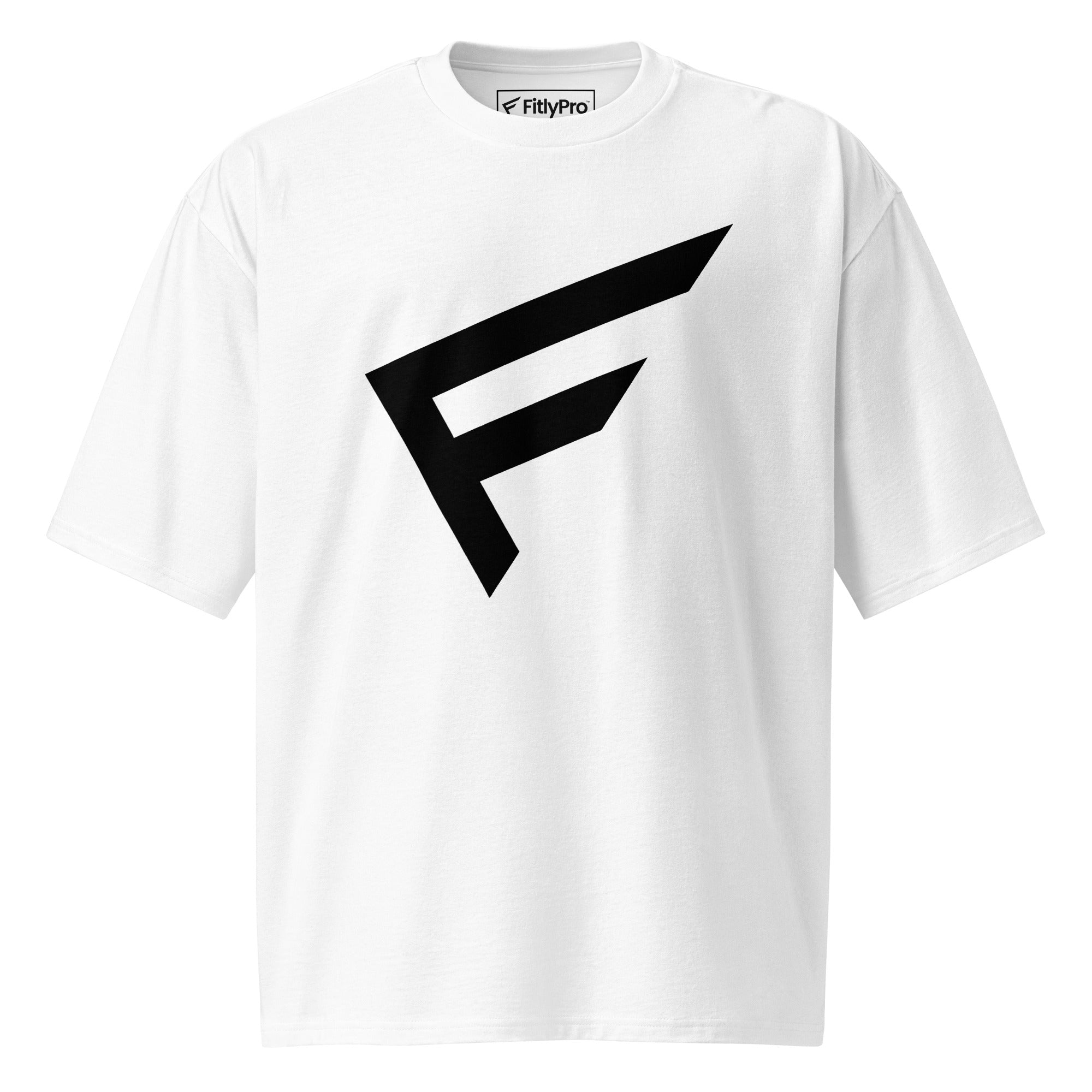 StreetCore Oversized Drop Shoulder Fit featuring bold black logo on a white heavyweight tee.