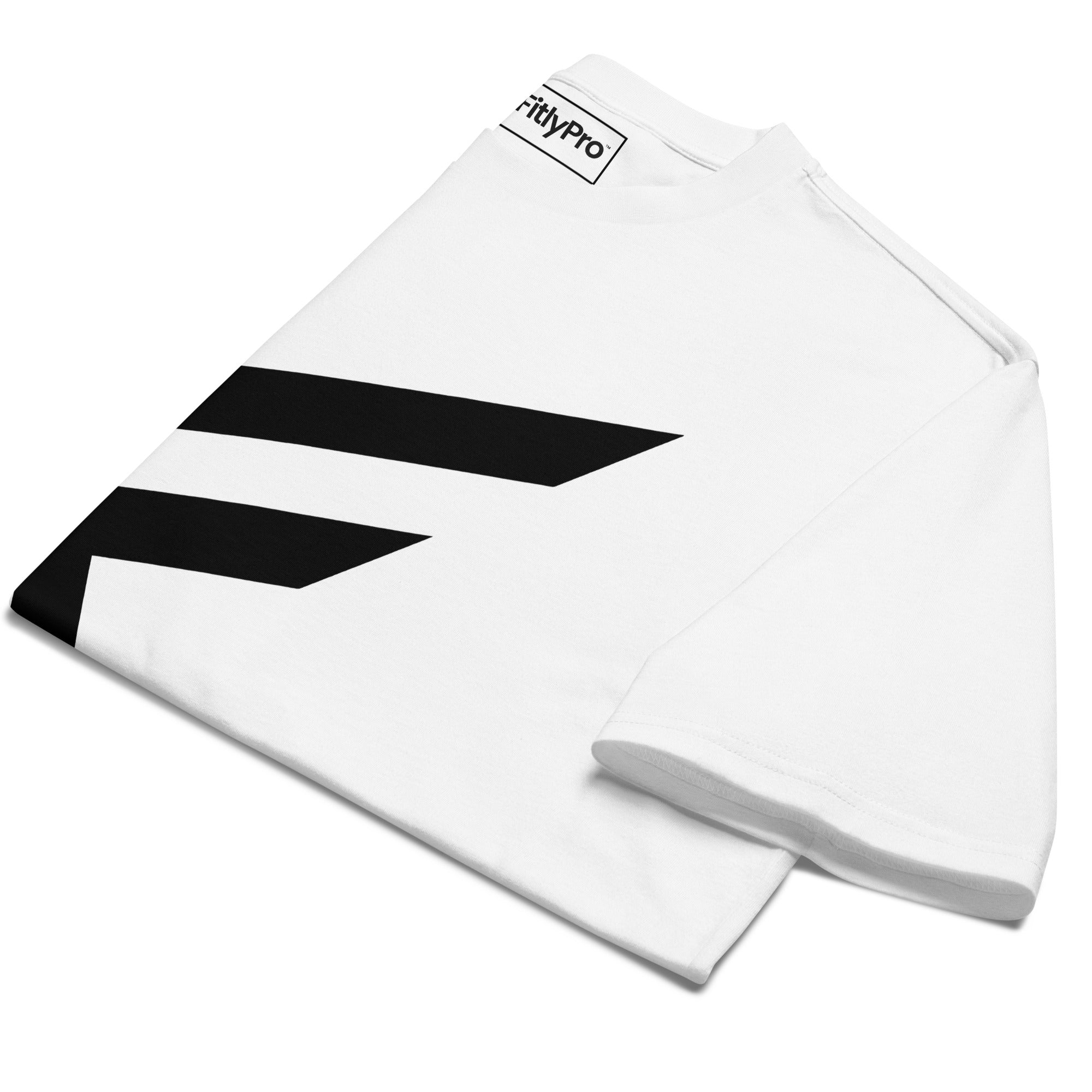 StreetCore Oversized Drop Shoulder Fit white heavyweight tee with bold black graphics.