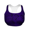 MotionCurve Sports Bra – SculptFit Support in a purple patterned design, featuring a racerback and moisture-wicking fabric.