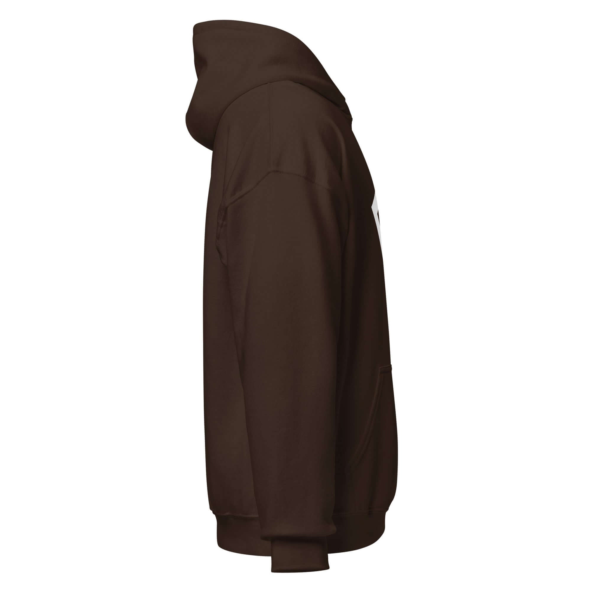 Brown women's hoodie side view featuring signature 'F' emblem in a comfortable, stylish design.