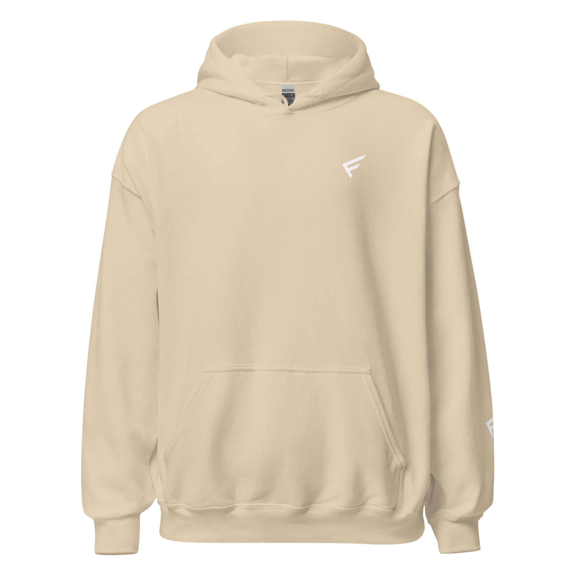 Light beige women's hoodie with a front pocket and stylish design, perfect for everyday comfort and layering.