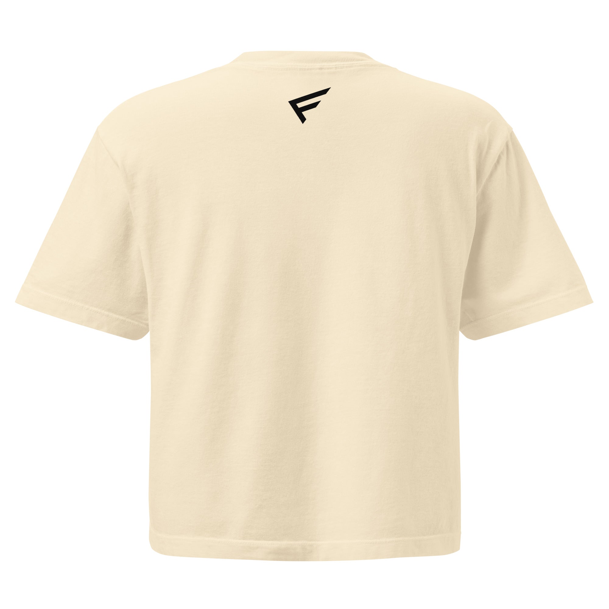 Worn-In Luxe Boxy Tee – Soft Neutral Edit, back view of lightweight cotton tee in soft beige with a modern boxy silhouette.